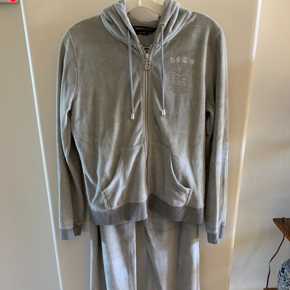 Juicy Couture Silver Velour Track Pants & Hoodie Size M